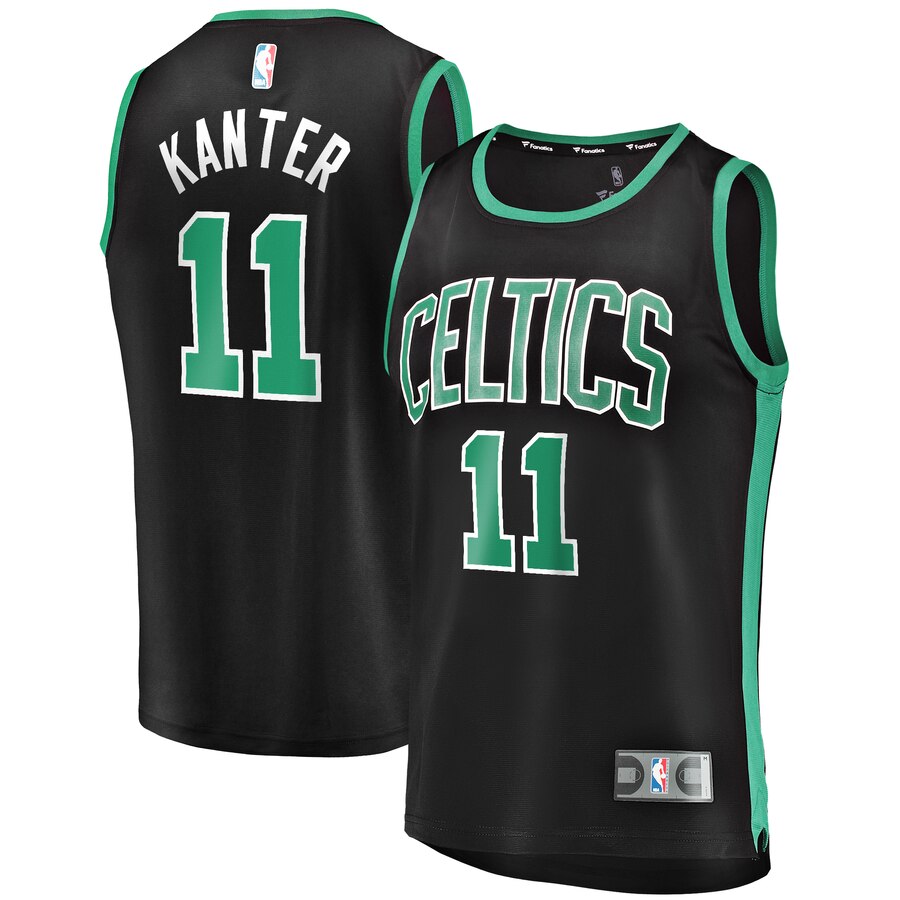 Men's Boston Celtics Enes Kanter #11 Fast Break Fanatics Branded Statement Edition Replica Player Black Jersey 2401VCXU
